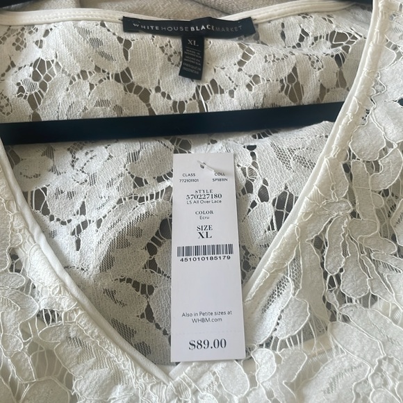 White Lace V-Neck Blouse - Picture 2 of 4